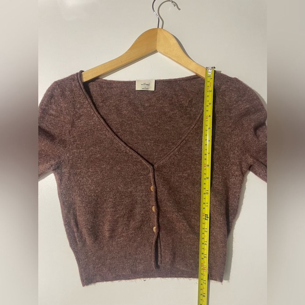 Aritzia Wilfred Cropped Cardigan V-Neck Button-Up Sweater - Picture 4 of 7